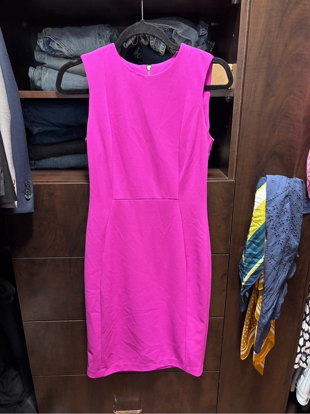 CALVIN KLEIN hot pink scuba sheath dress
